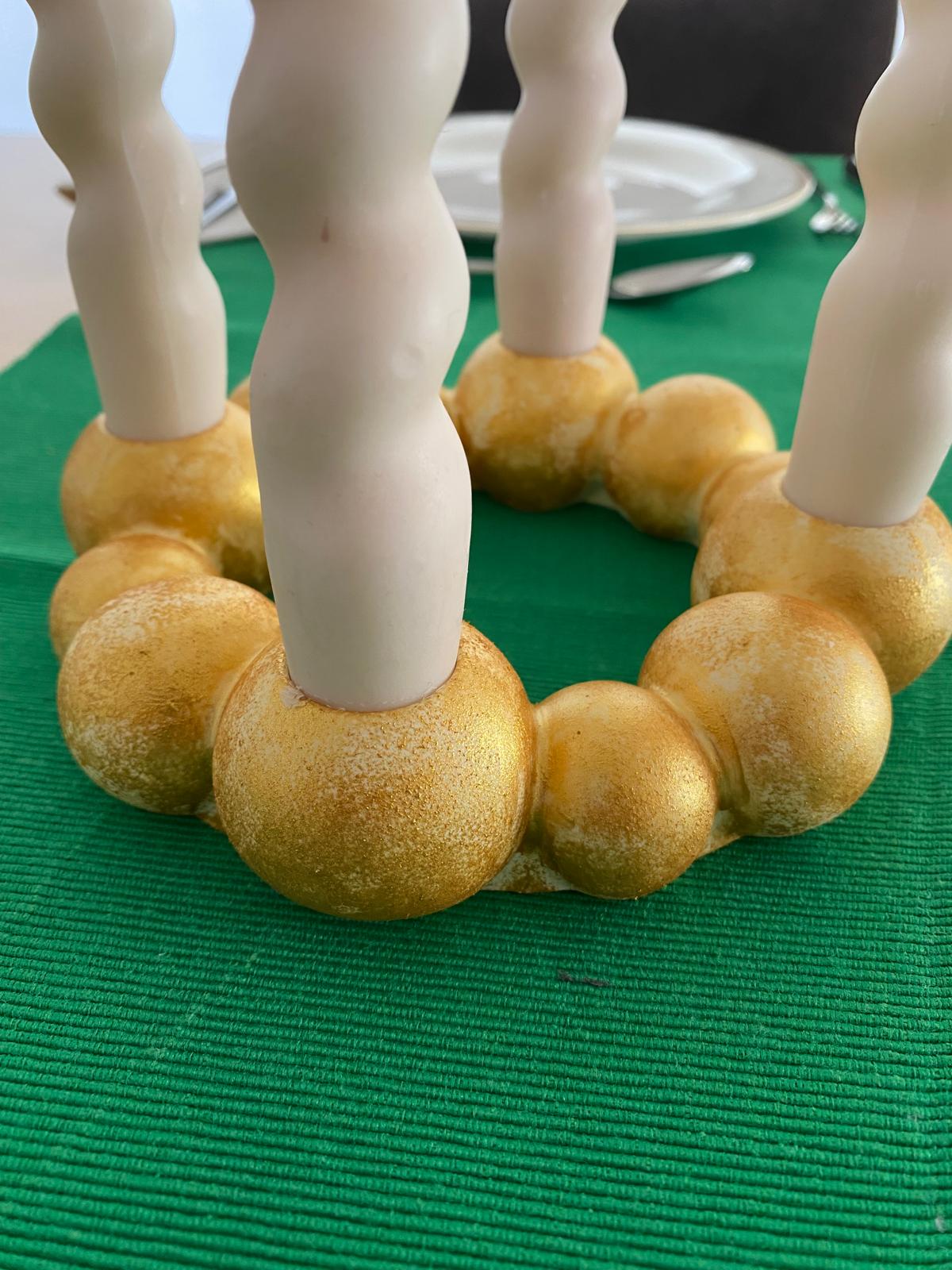 4'lü Beton Şamdan - Gold