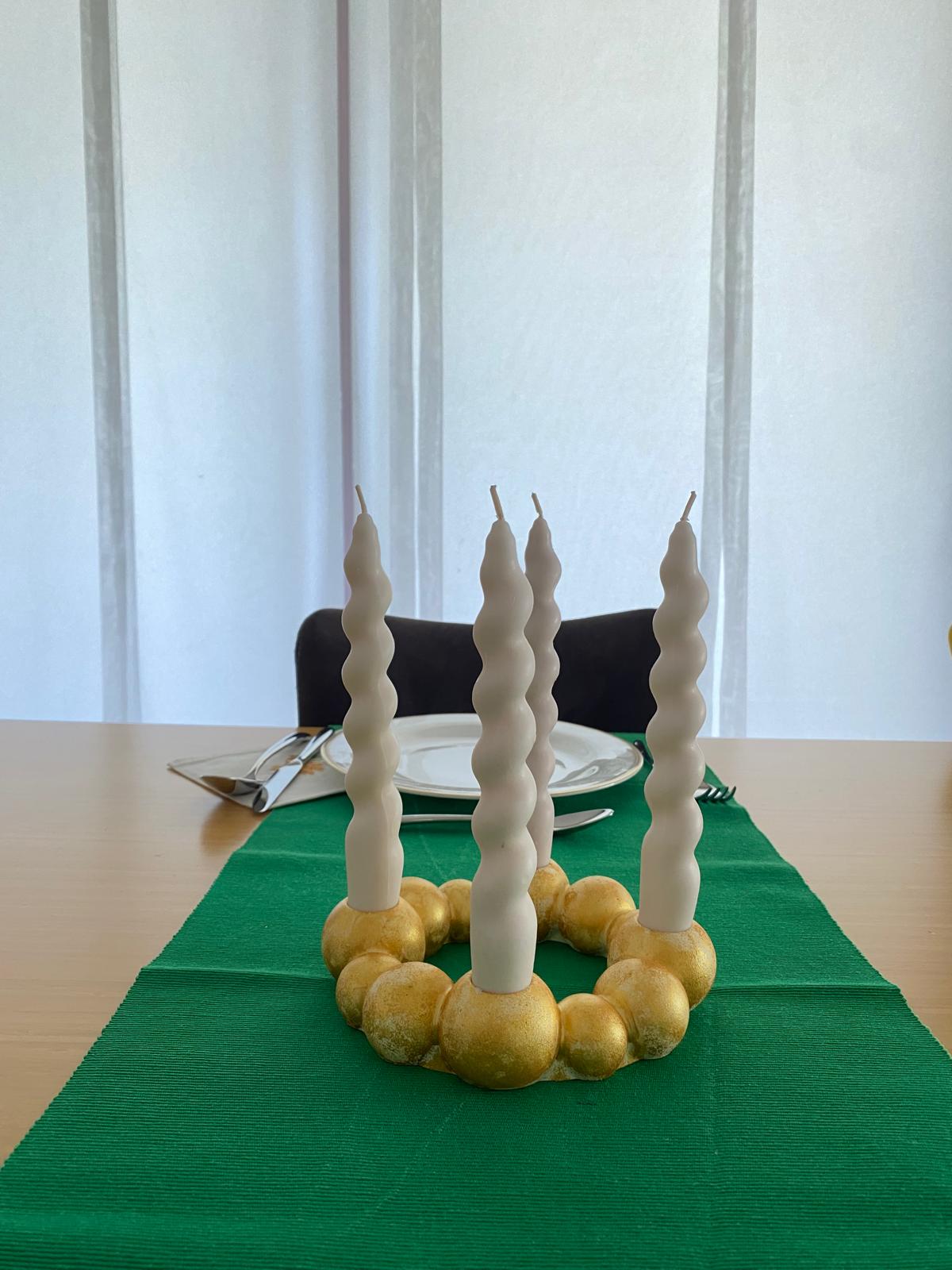 4'lü Beton Şamdan - Gold