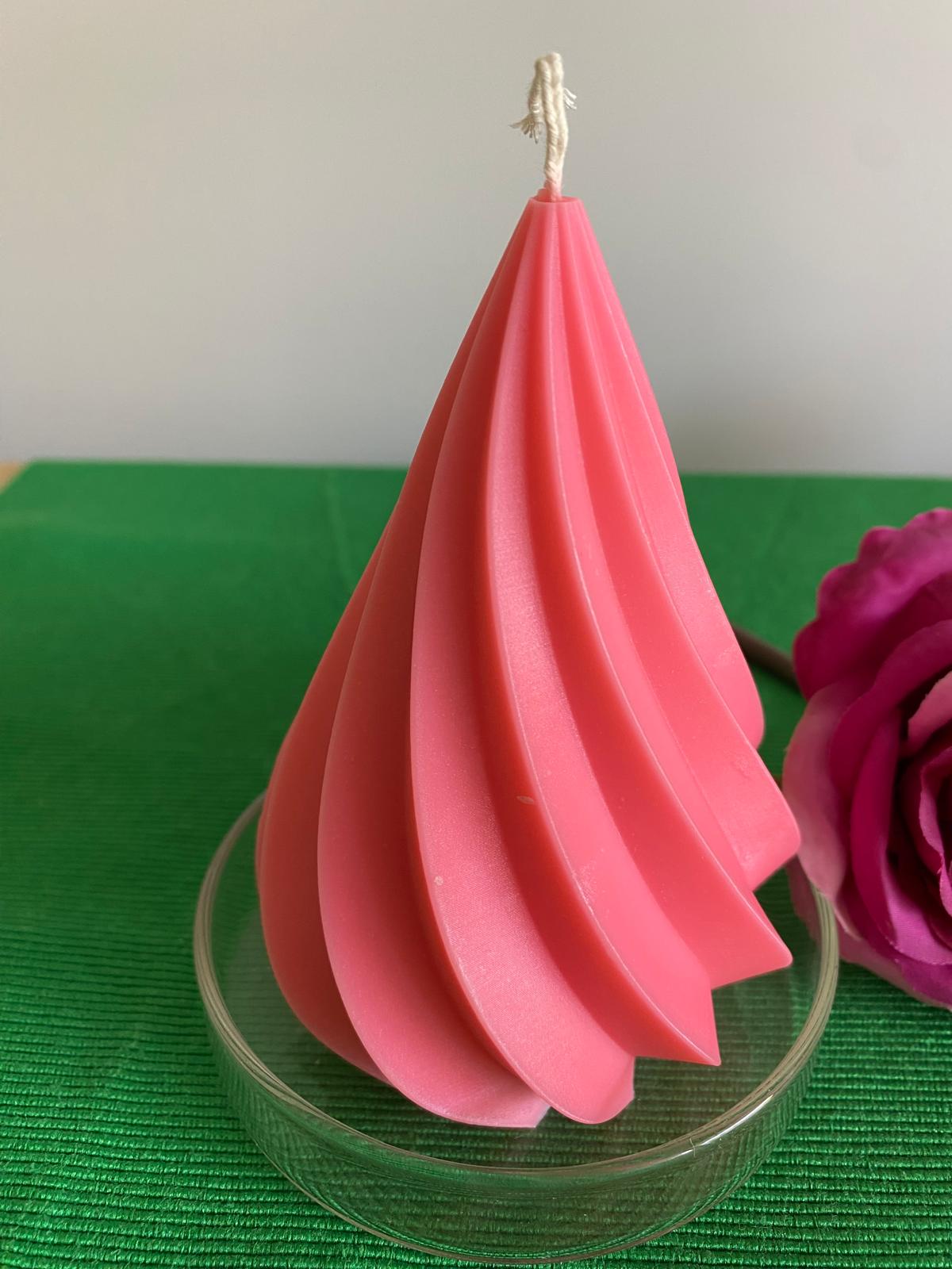 Dekoratif Spiral Vanilya Kokulu Mum - Pembe