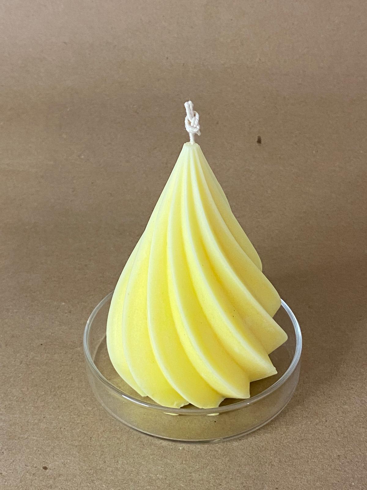Dekoratif Spiral Vanilya Kokulu Mum - Sarı