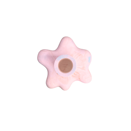 Pembe Mermer Efektli Beton Şamdan