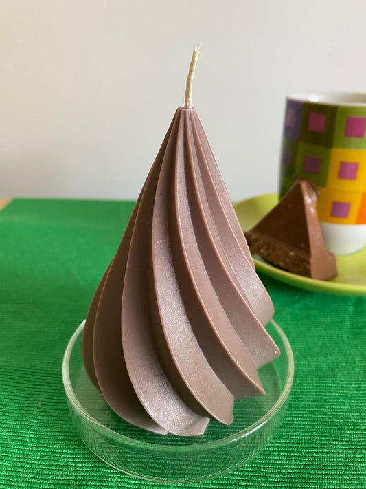 Dekoratif Spiral Vanilya Kokulu Mum - Kahverengi