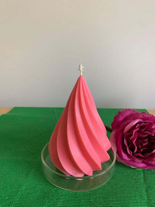 Dekoratif Spiral Vanilya Kokulu Mum - Pembe