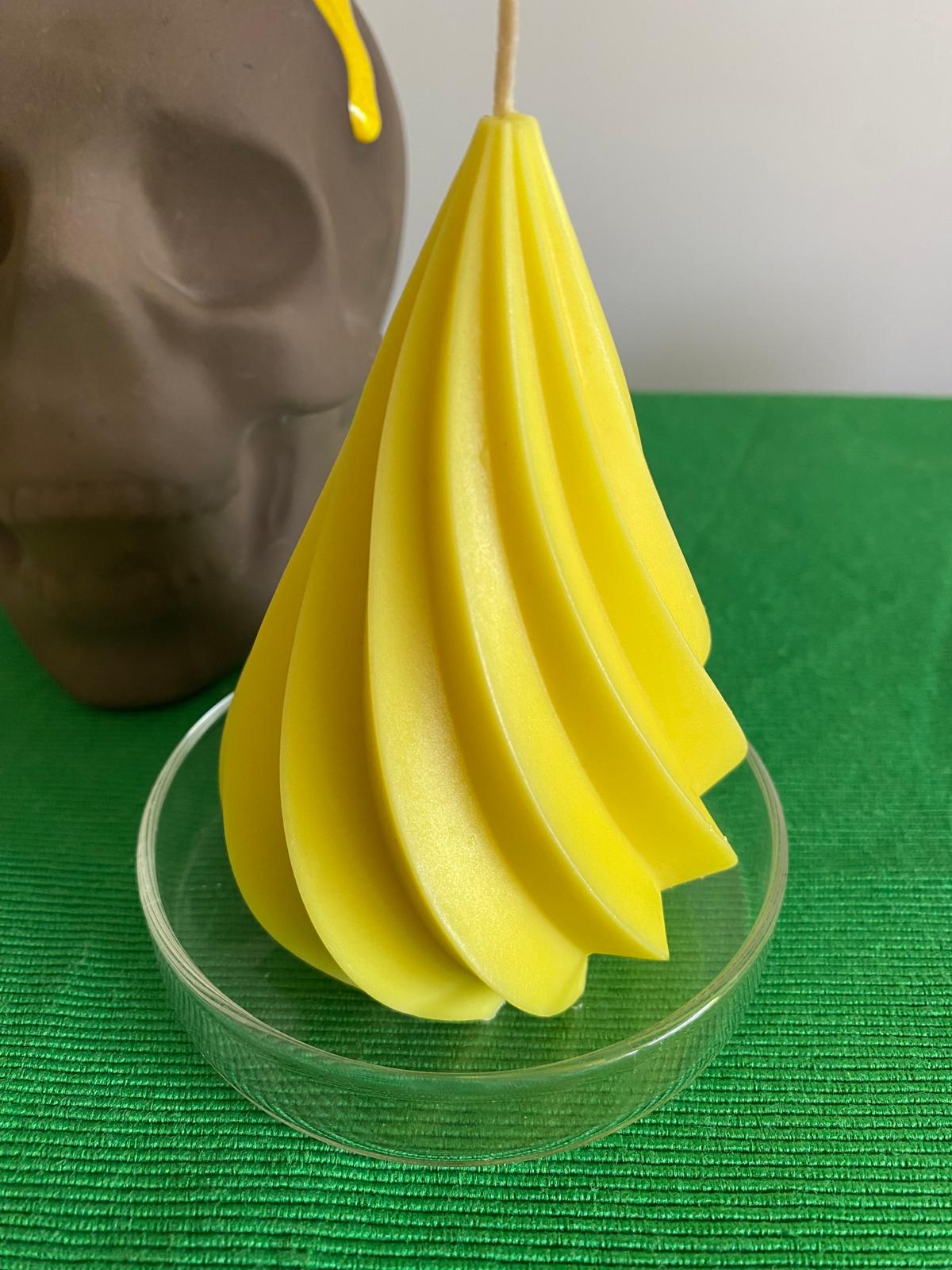Dekoratif Spiral Vanilya Kokulu Mum - Sarı