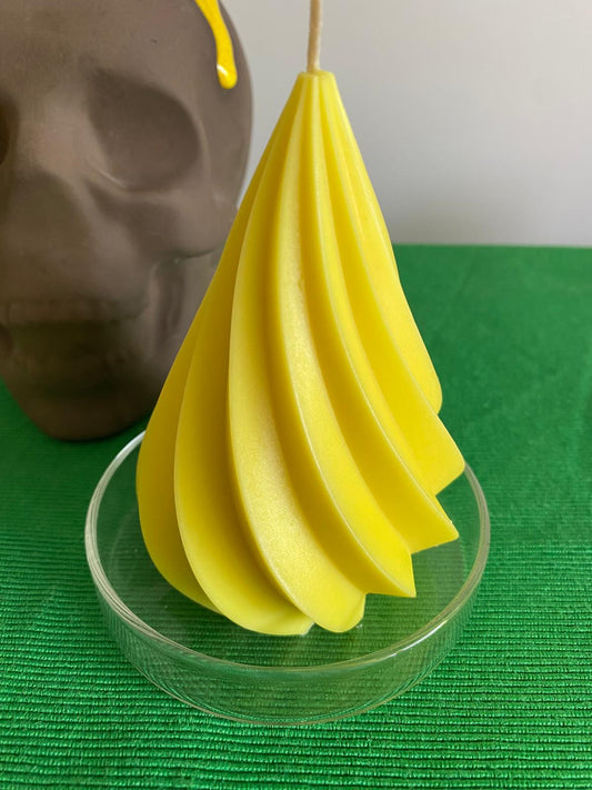 Dekoratif Spiral Vanilya Kokulu Mum - Sarı